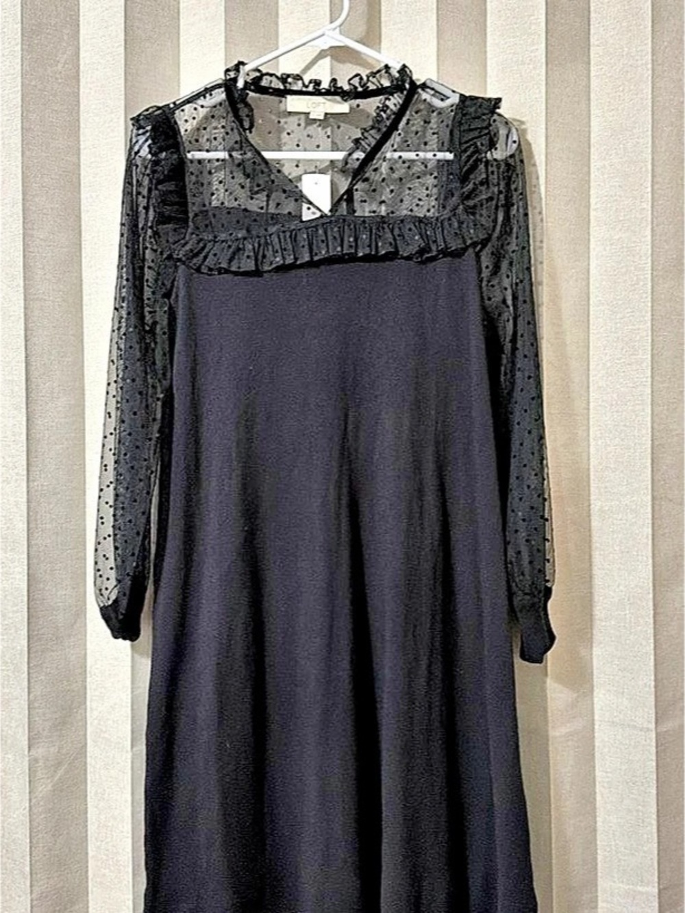 LOFT Black Polka Dot Mini Dress Size XS NWT